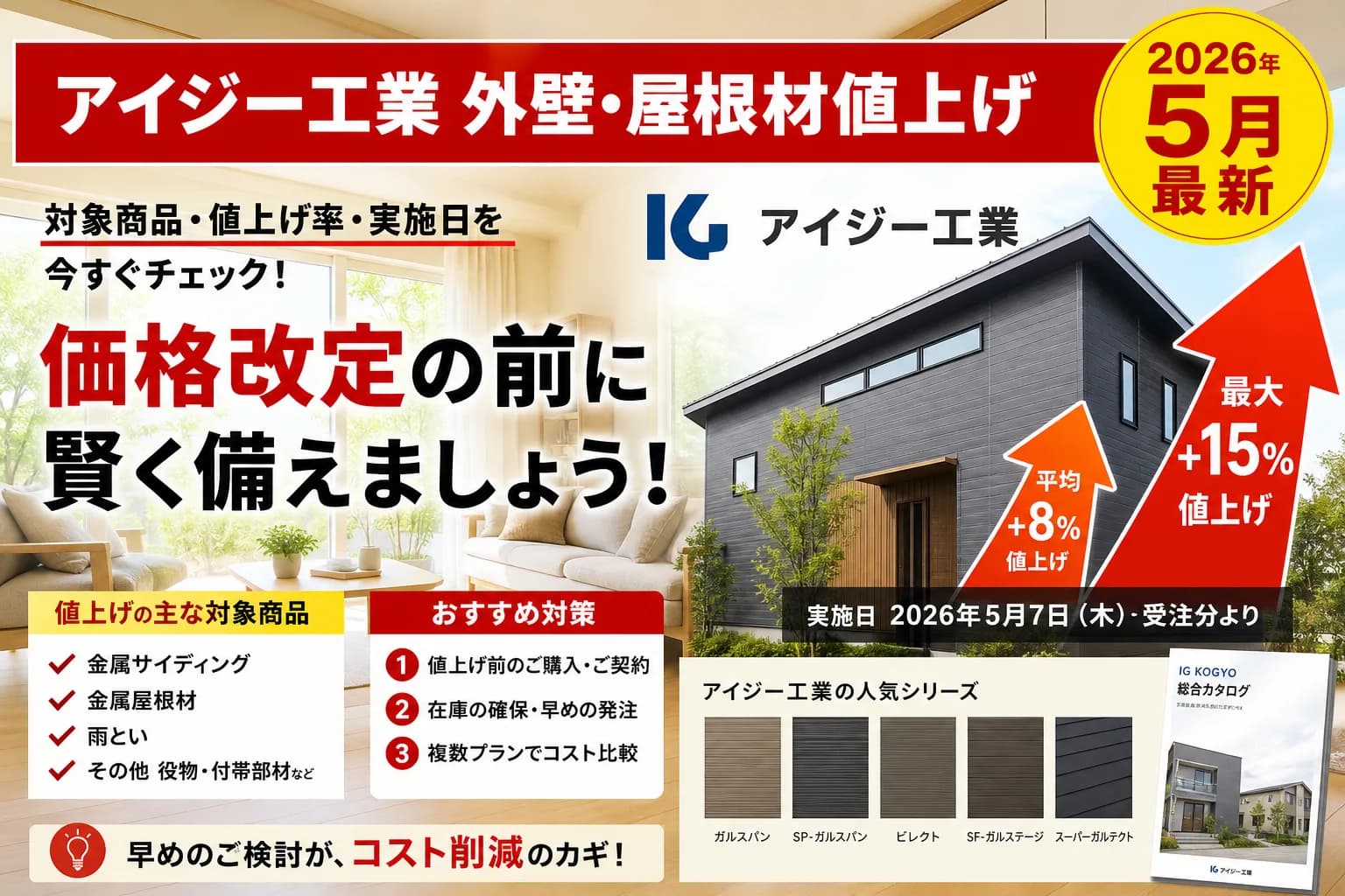 アイジー工業 外壁・屋根材値上げ|金属サイディングのリフォーム見積もりタイミング