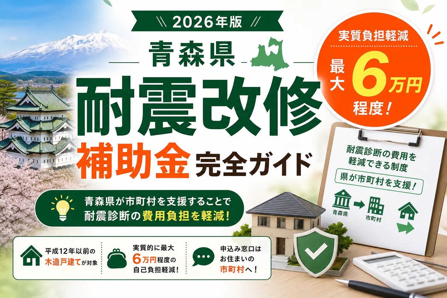 【青森県】木造住宅の耐震診断・改修補助|市町村別制度の確認方法