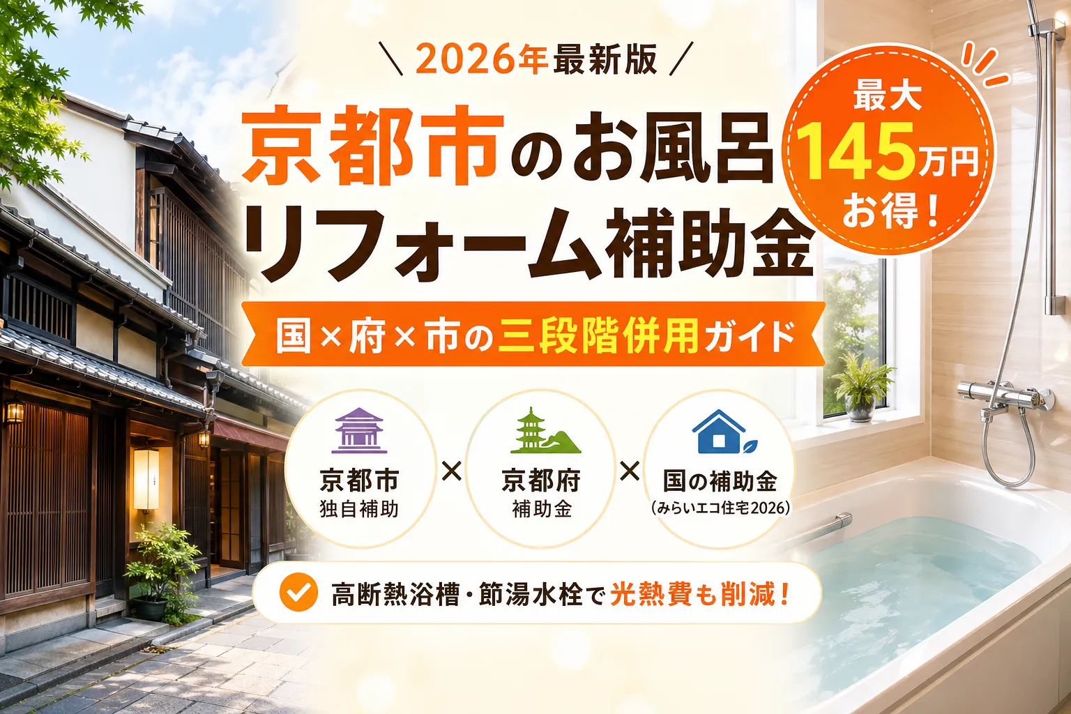 【京都府京都市】浴室補助金まとめ|2026年版完全ガイド