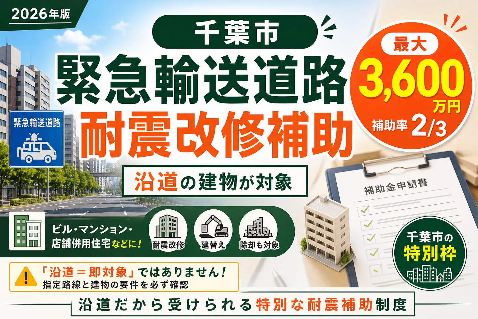 【千葉県千葉市】耐震改修補助金は最大3600万円|2026年版完全ガイド