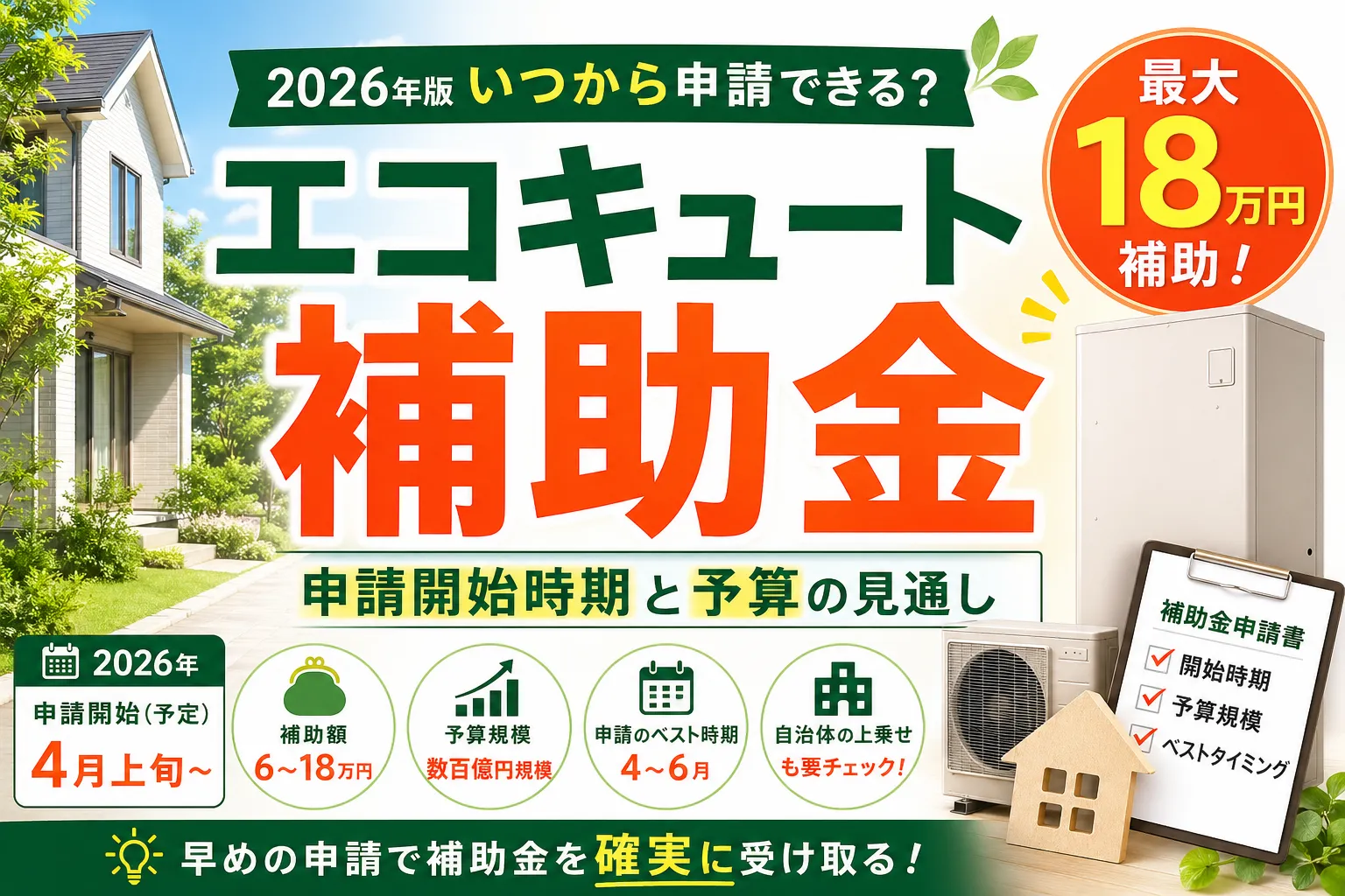 エコキュート補助金2026年はいつから?申請開始時期と予算の見通し