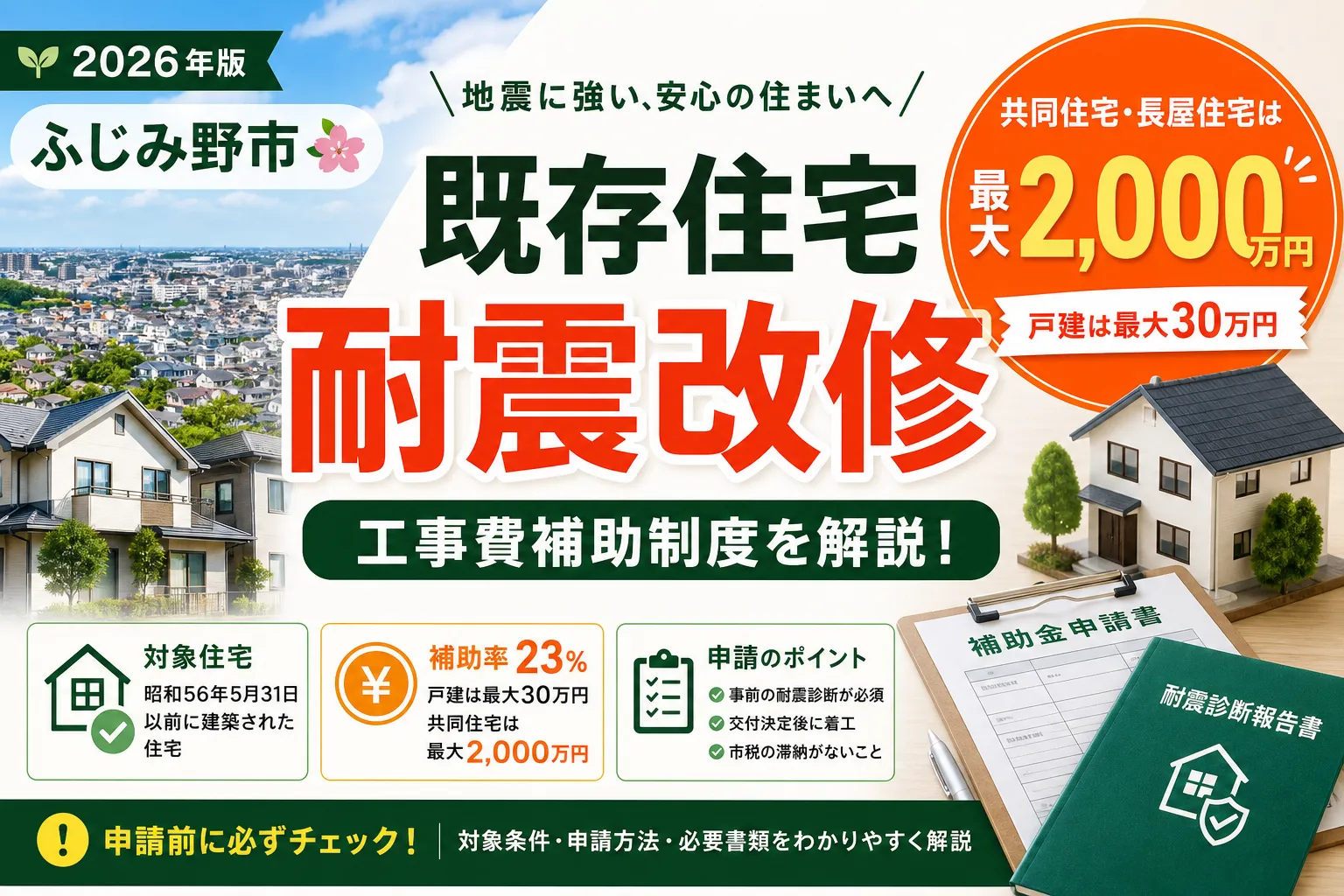 【埼玉県ふじみ野市】耐震改修補助金は最大2000万円|2026年版完全ガイド