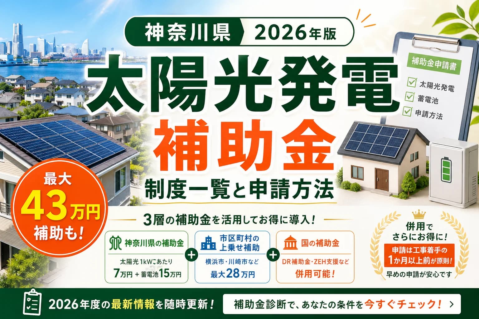【神奈川県】太陽光発電補助金まとめ|2026年版完全ガイド