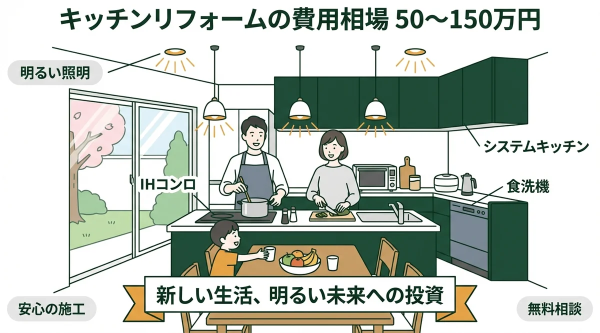 キッチンリフォームの費用相場50〜150万円|補助金活用術