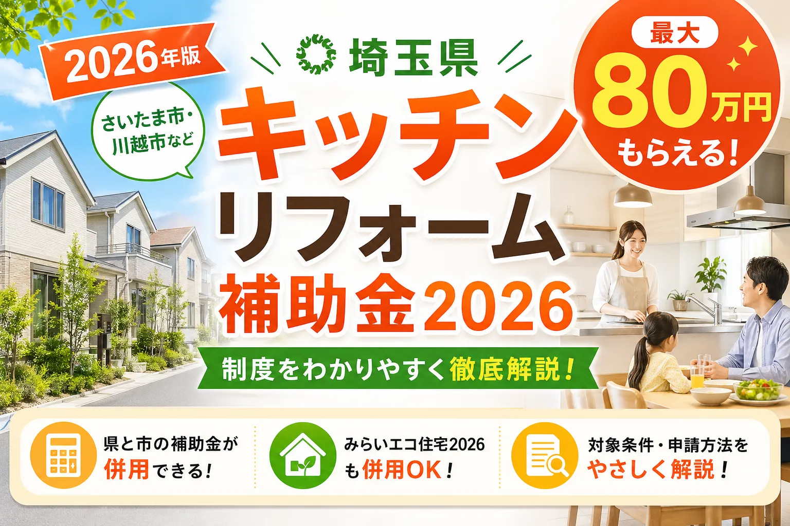【埼玉県】キッチンリフォーム補助金まとめ|2026年版完全ガイド