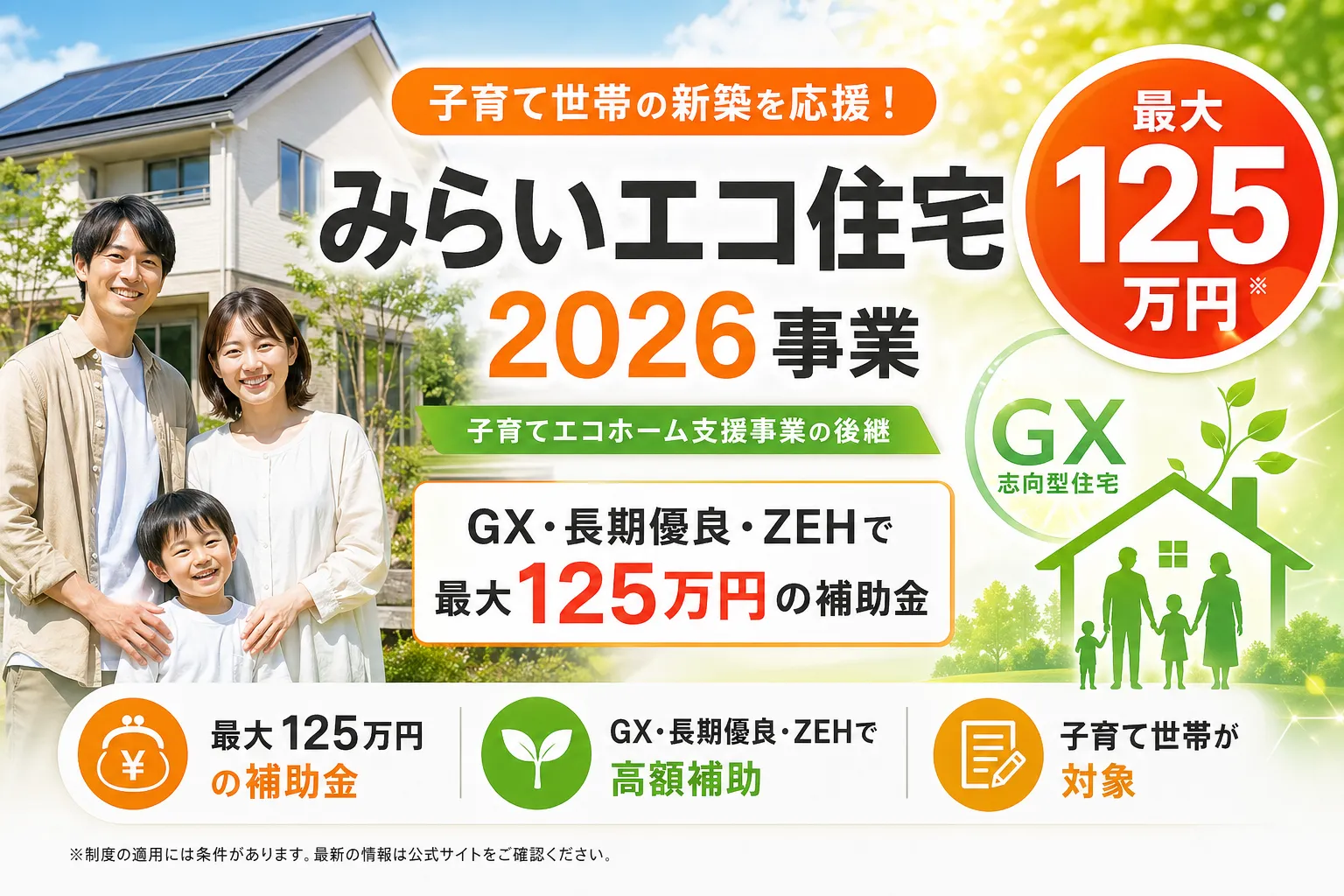 子育てエコホームの後継 みらいエコ住宅2026|最大125万円