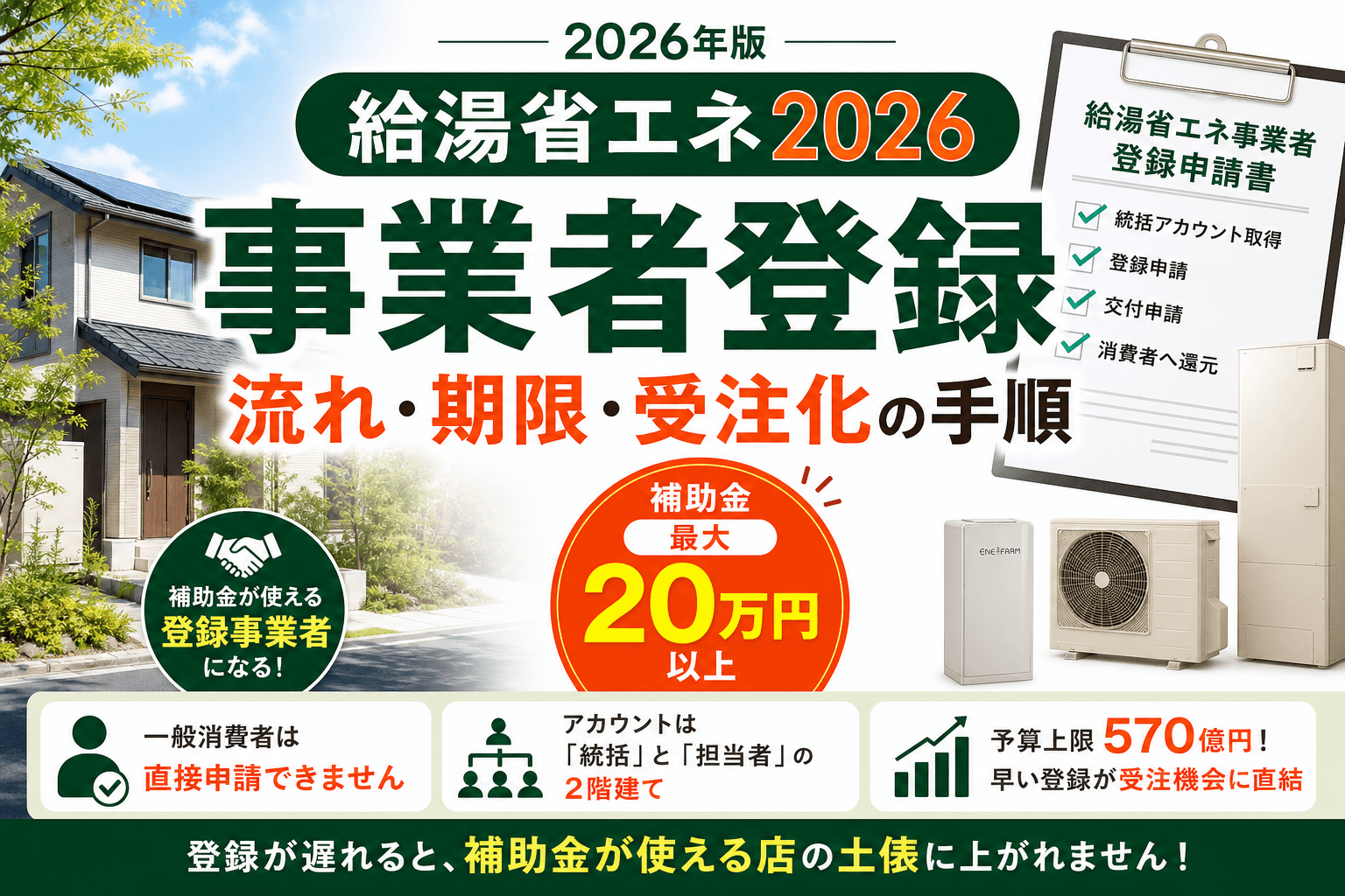 給湯省エネ2026の事業者登録|流れ・期限・受注化の手順