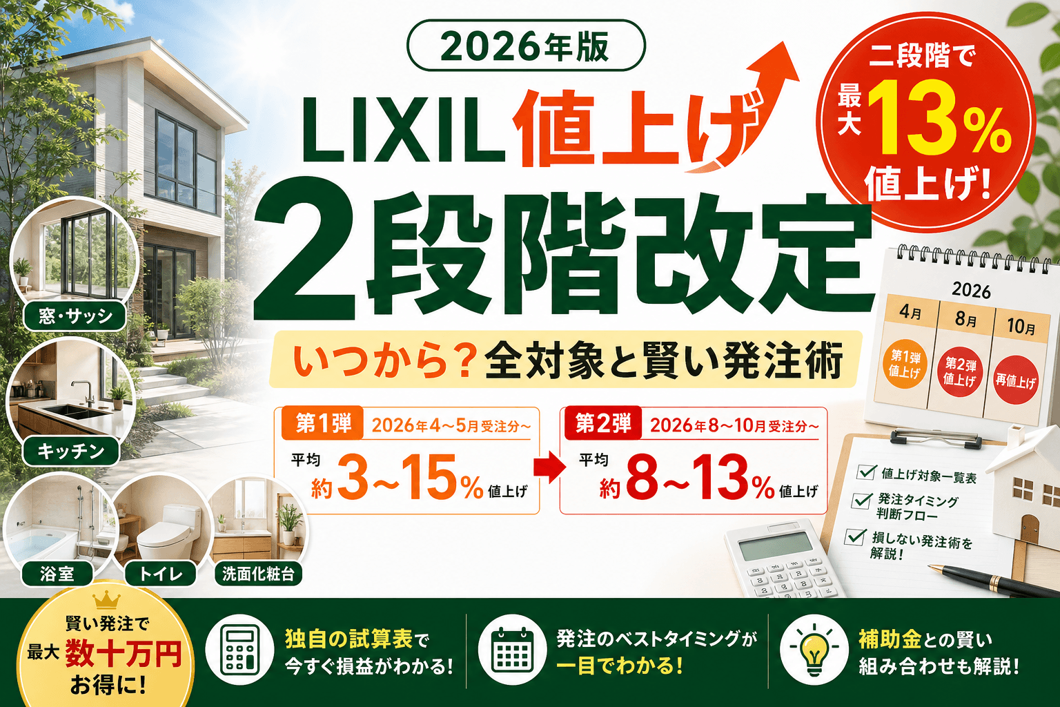 LIXIL値上げ2026はいつから?2段階改定の全対象と賢い発注術