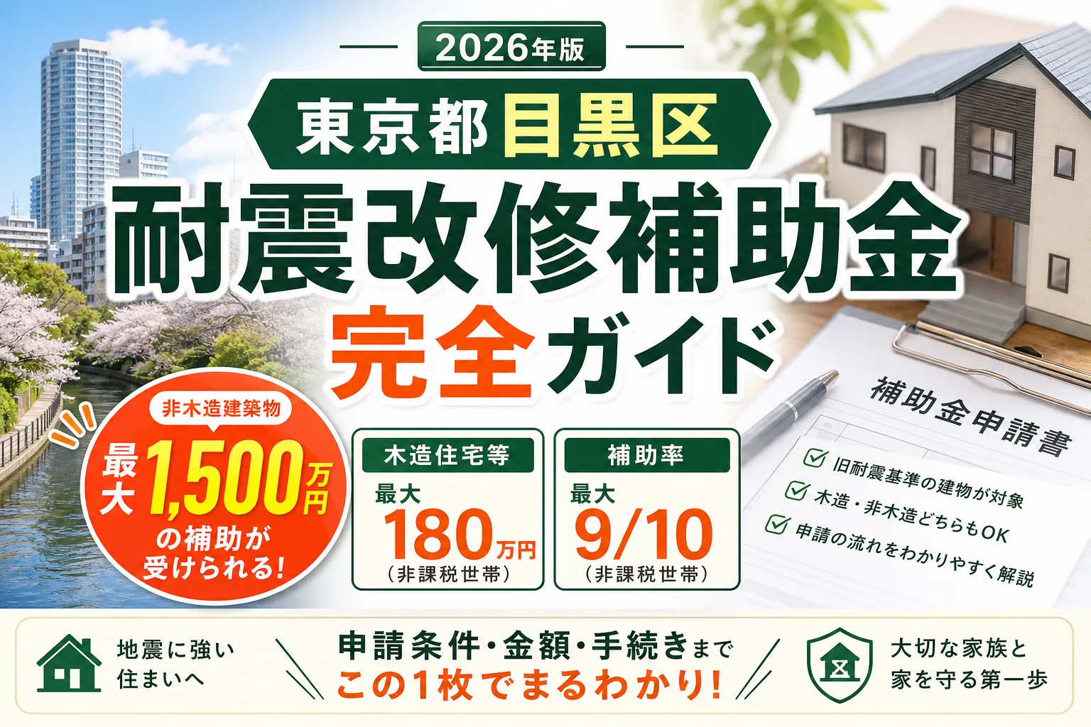 【東京都目黒区】耐震改修補助金は最大1500万円|2026年版完全ガイド