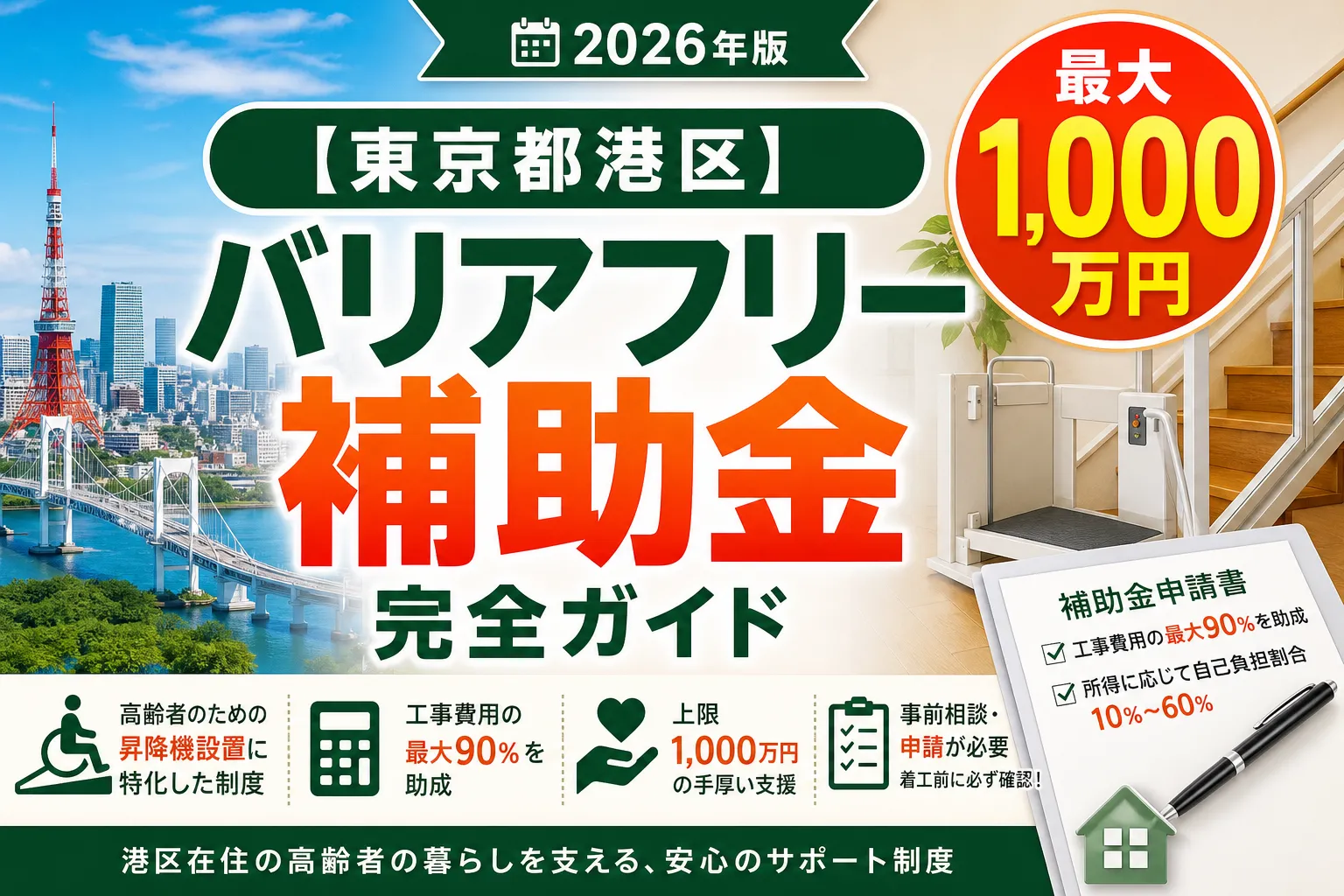 【東京都港区】バリアフリー補助金は最大1000万円|2026年版完全ガイド