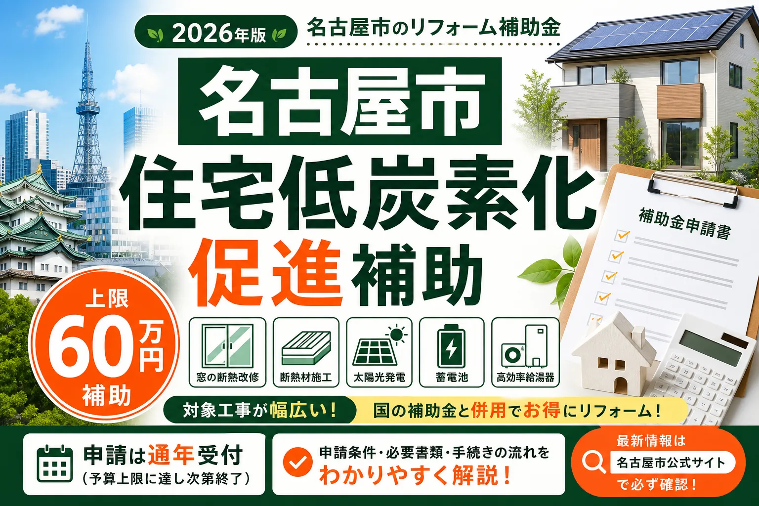 【愛知県名古屋市】リフォーム補助金は最大60万円|2026年版完全ガイド