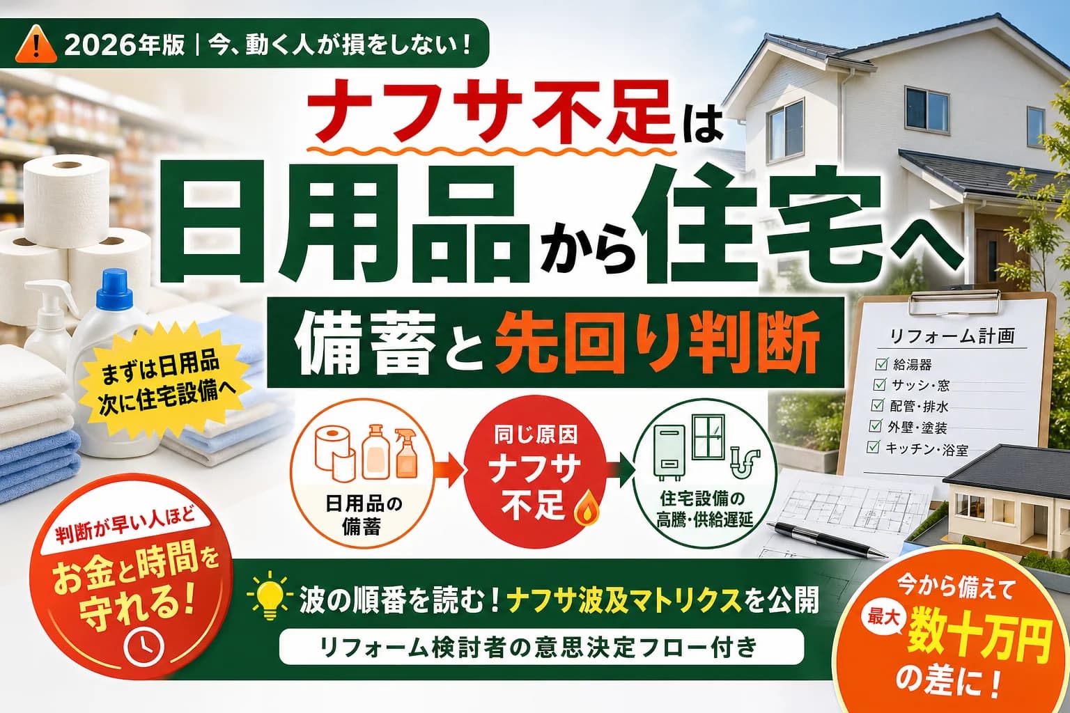 ナフサ不足の住宅・日用品への影響|2026年下半期の価格予測と備え