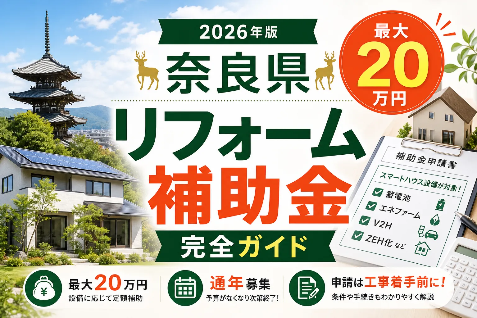 【奈良県】スマートハウス補助金|令和7年度実績と最新確認先