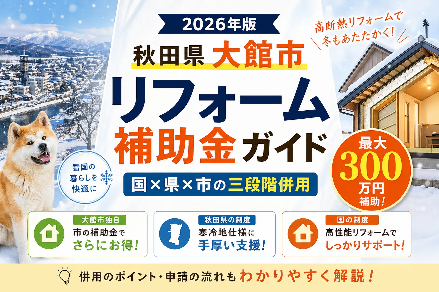 【秋田県大館市】秋田県大館市のリフォーム補助金まとめ|2026年版完全ガイド
