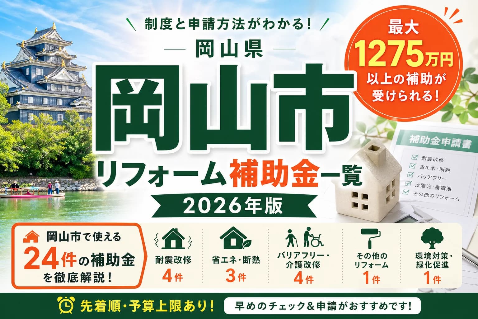 【岡山県岡山市】リフォーム補助金まとめ|2026年版完全ガイド