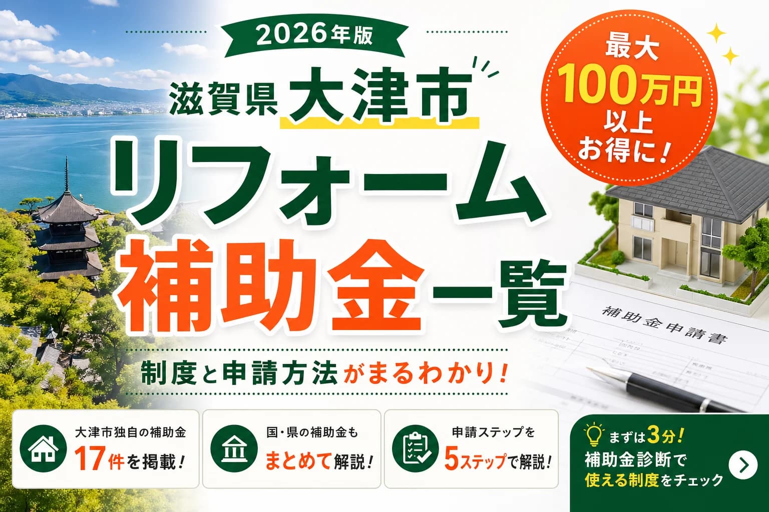 【滋賀県大津市】リフォーム補助金まとめ|2026年版完全ガイド