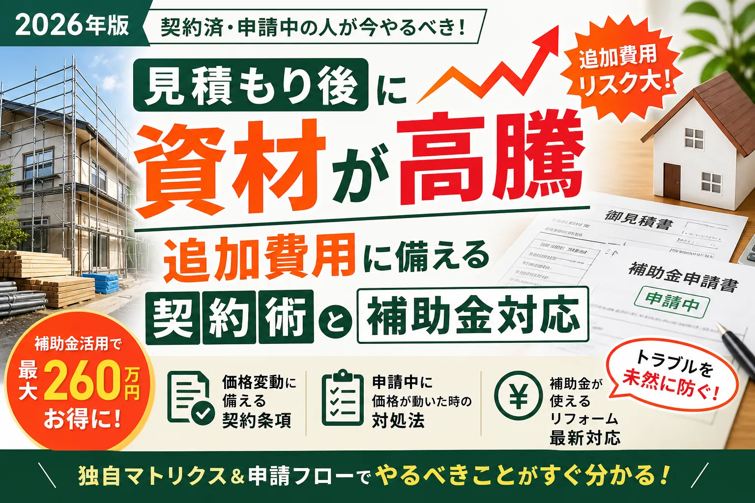 見積もり後に資材が高騰|追加費用に備える契約術と補助金対応