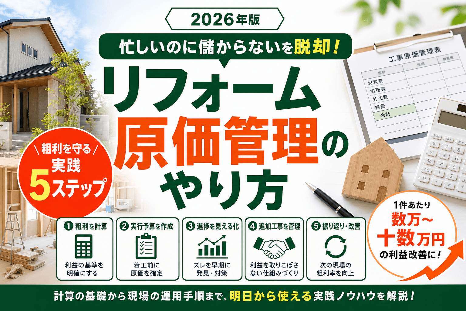 リフォーム原価管理のやり方|粗利を守る実践5ステップ