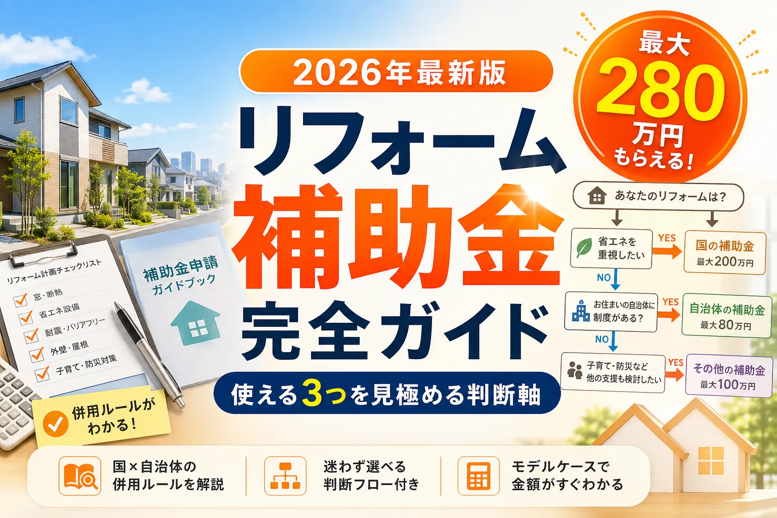 リフォーム補助金2026年版まとめ|国4事業+自治体200制度・最大300万円もらえる選び方