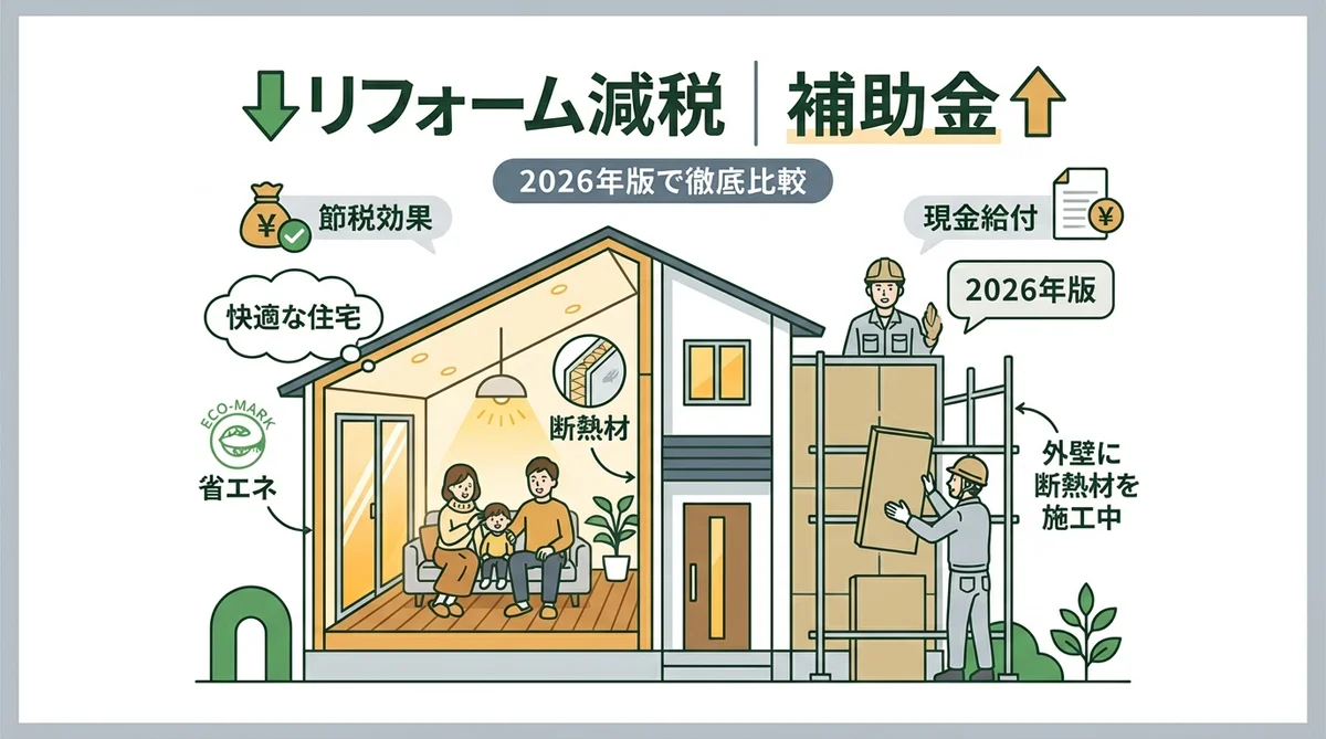 リフォーム減税と補助金の違いとは?2026年版で徹底比較