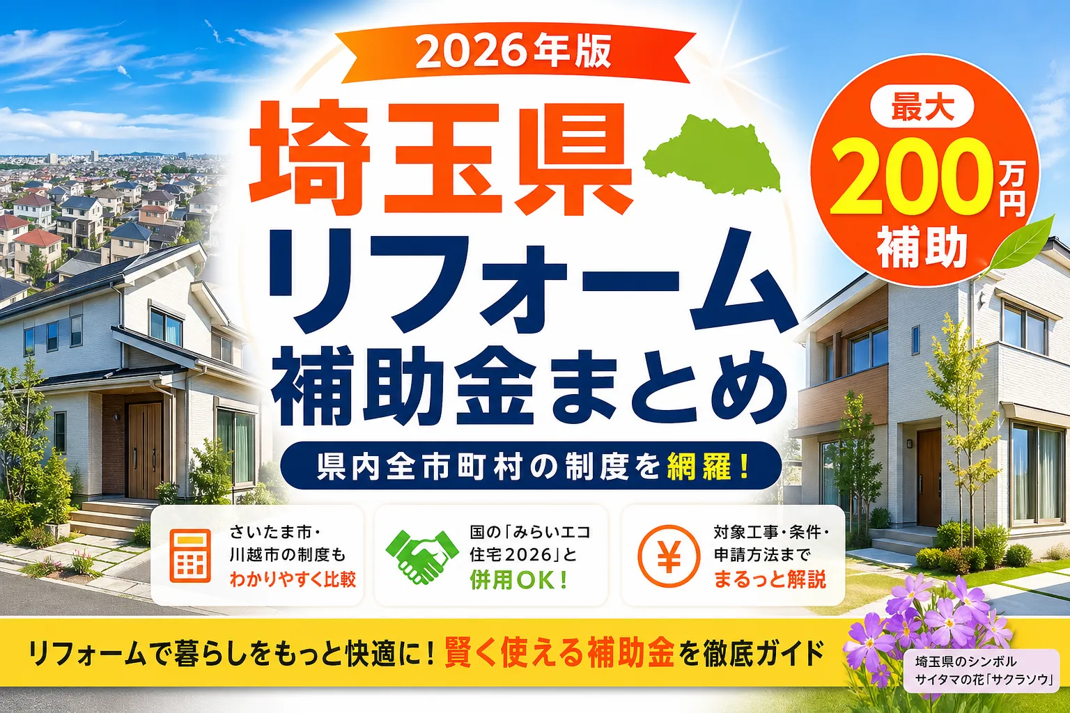 【埼玉県】リフォーム補助金まとめ|2026年版完全ガイド