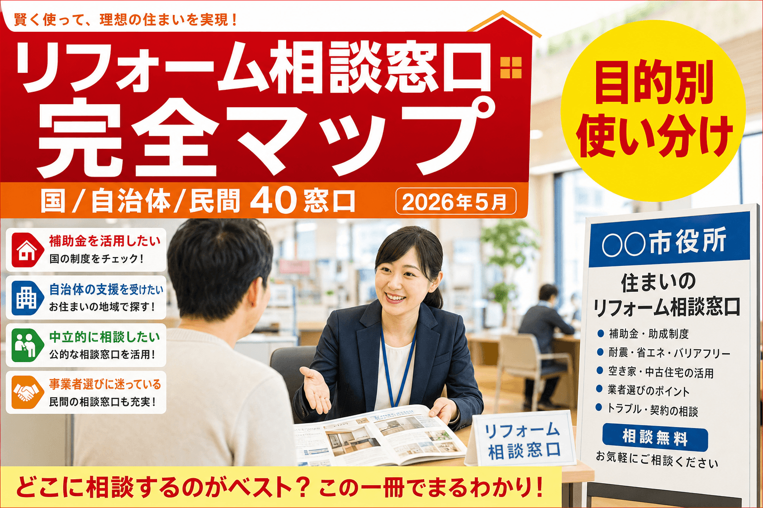 リフォーム相談窓口完全マップ2026|国/自治体/民間40窓口の使い分け
