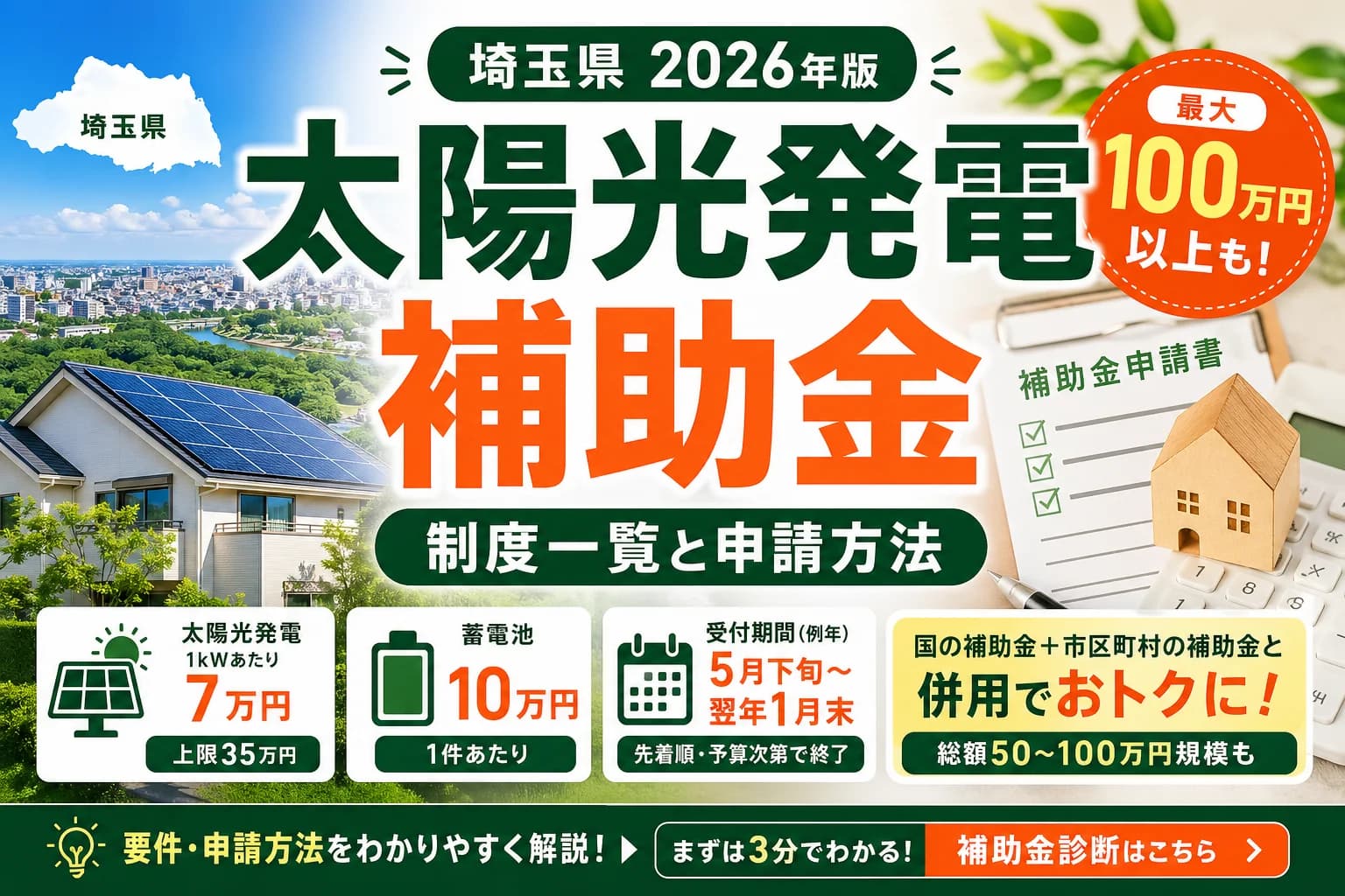 【埼玉県】太陽光発電補助金まとめ|2026年版完全ガイド