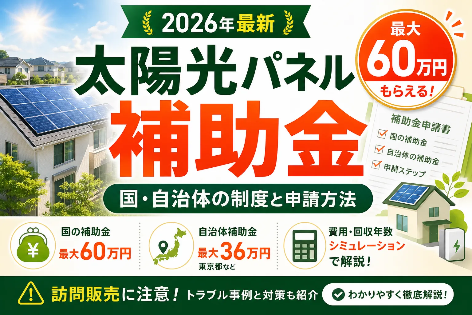 太陽光パネル補助金【2026年最新】国・自治体の制度と申請方法