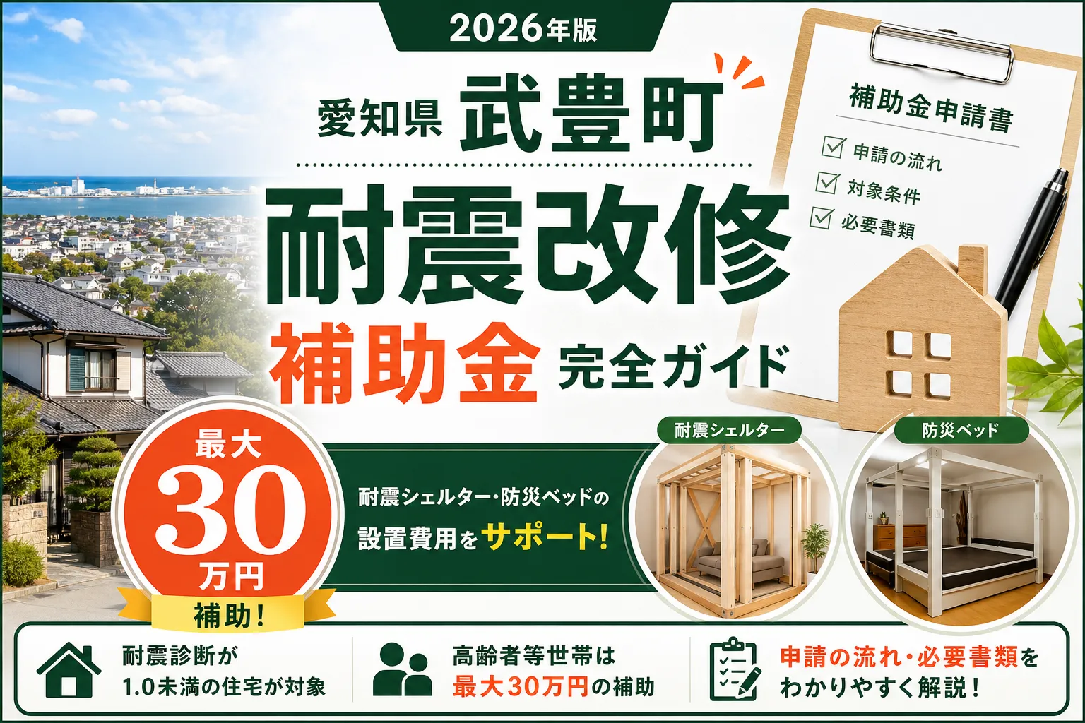 【愛知県武豊町】耐震改修補助金は最大30万円|2026年版完全ガイド
