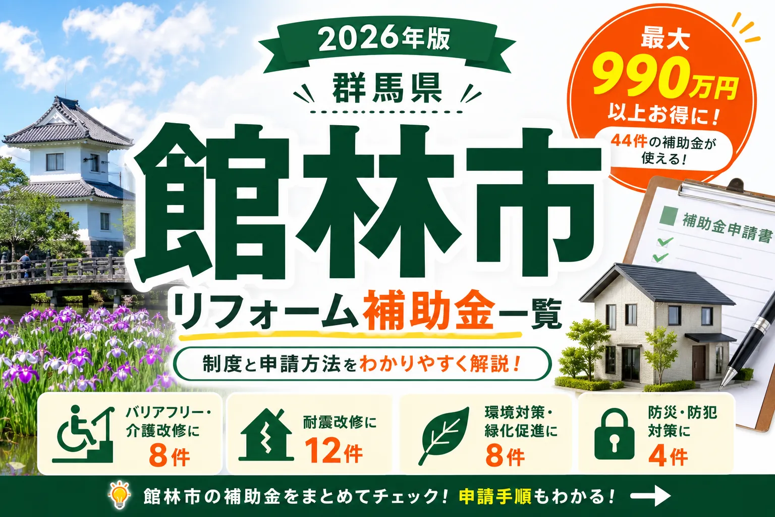 【群馬県館林市】リフォーム補助金まとめ|2026年版完全ガイド