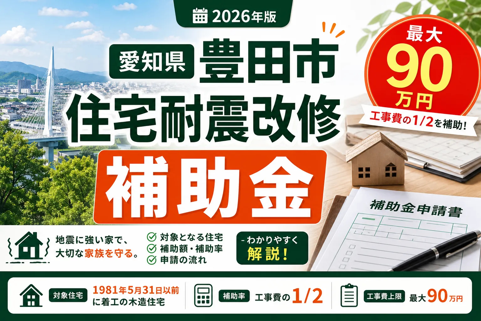 【愛知県豊田市】耐震改修補助金は最大90万円|2026年版完全ガイド