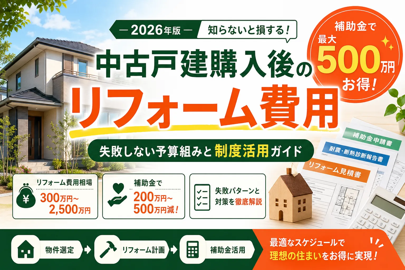 中古戸建購入後のリフォーム費用|失敗しない予算組みと制度活用ガイド