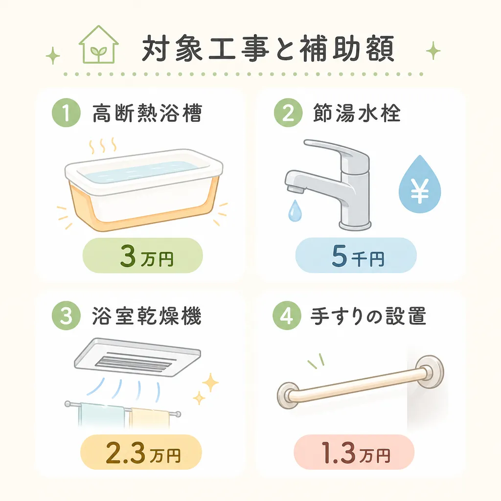 京都 お風呂対象工事と補助額