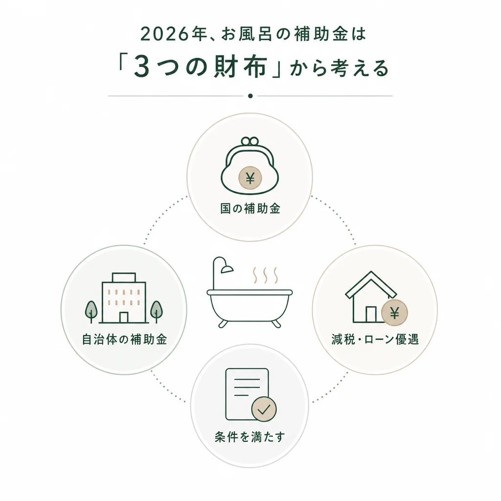 2026年、お風呂の補助金は「3つの財布」から考える