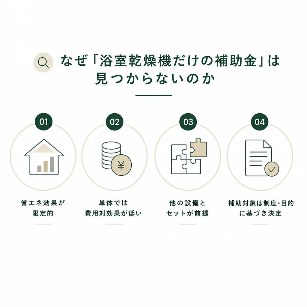 なぜ「浴室乾燥機だけの補助金」は見つからないのか