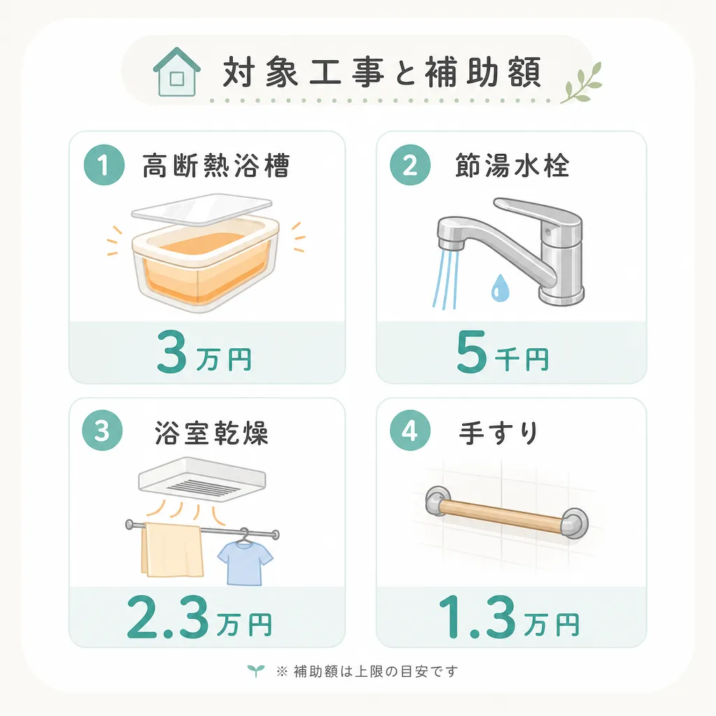 横浜 お風呂対象工事と補助額