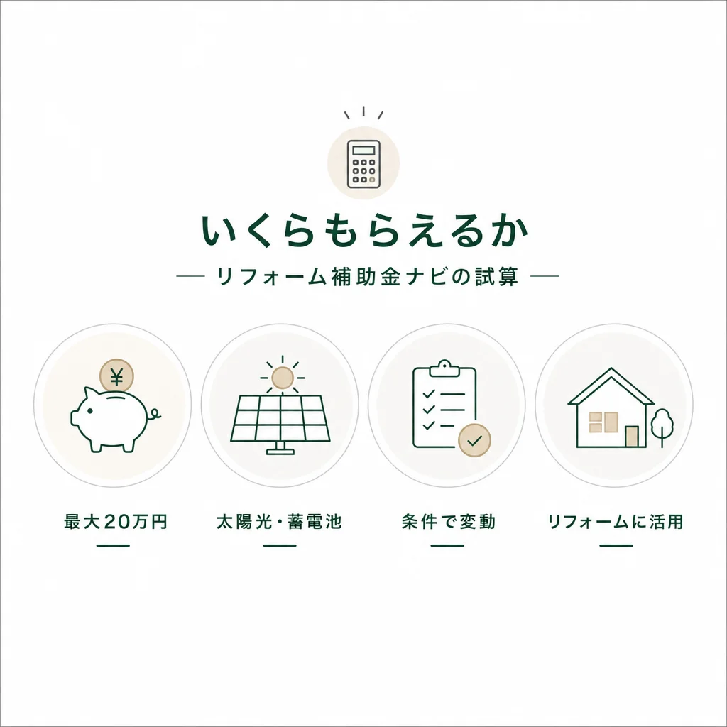 いくらもらえるか — リフォーム補助金ナビの試算