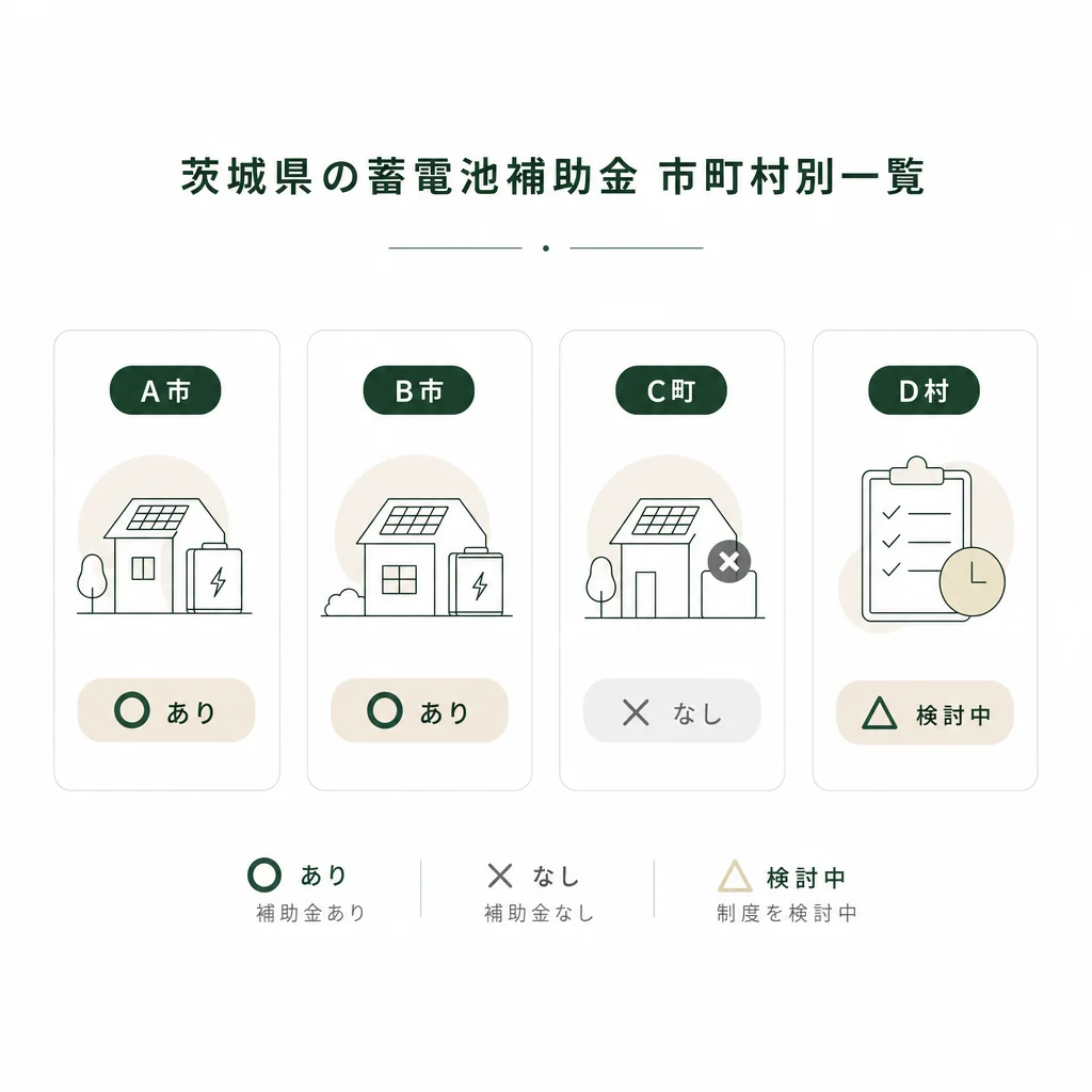 茨城県の蓄電池補助金 市町村別一覧