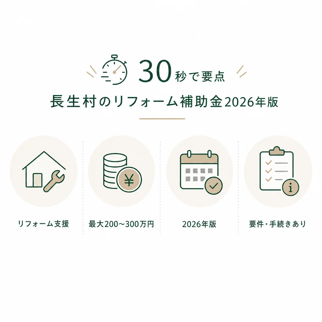 30秒で要点｜長生村のリフォーム補助金2026年版