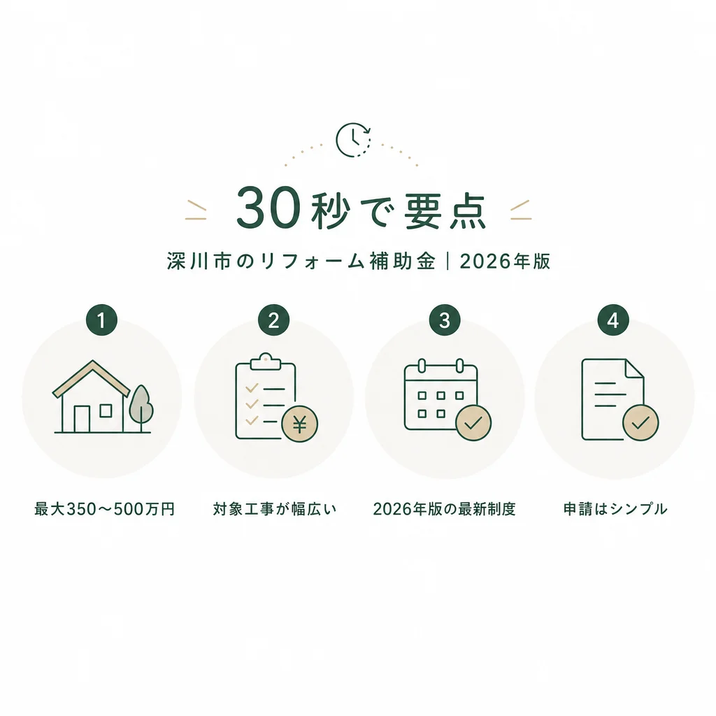 30秒で要点｜深川市のリフォーム補助金2026年版