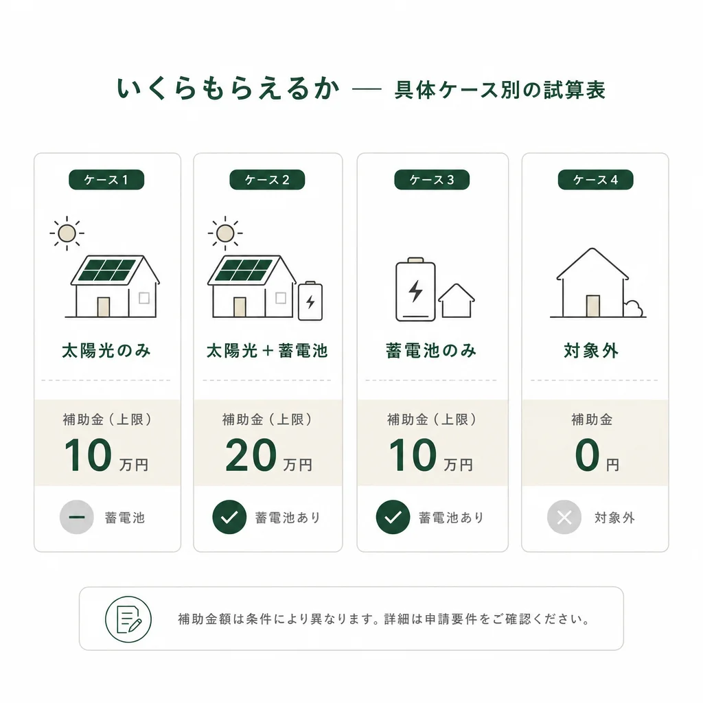 いくらもらえるか — 具体ケース別の試算表