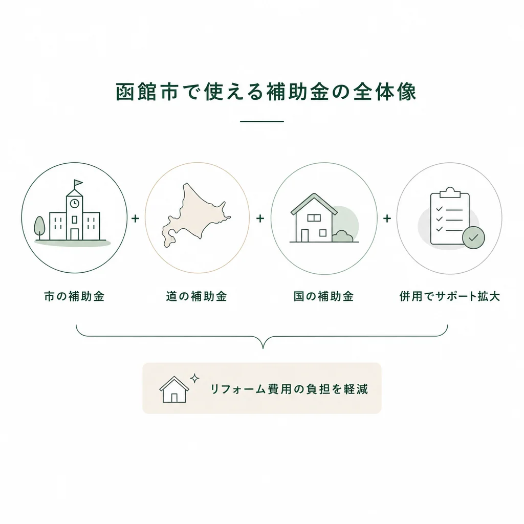 函館市で使える補助金の全体像