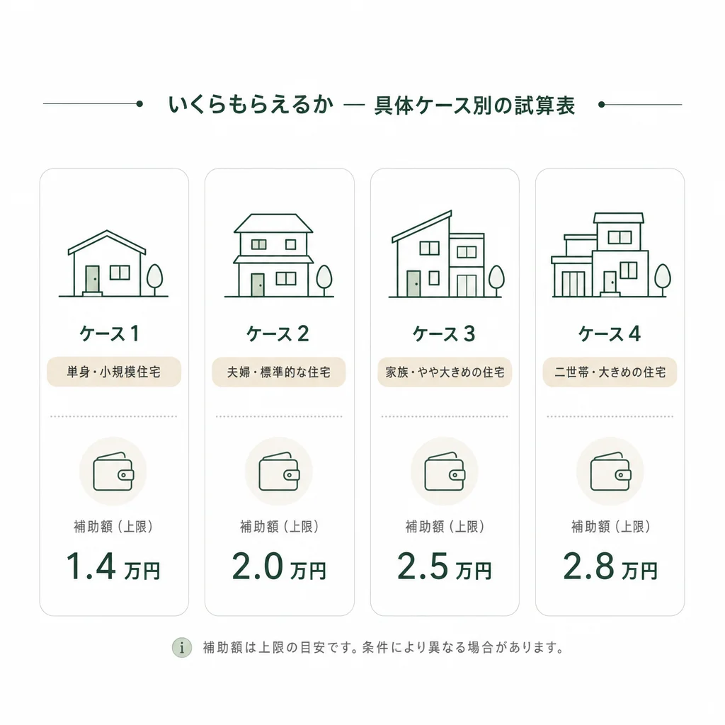いくらもらえるか — 具体ケース別の試算表