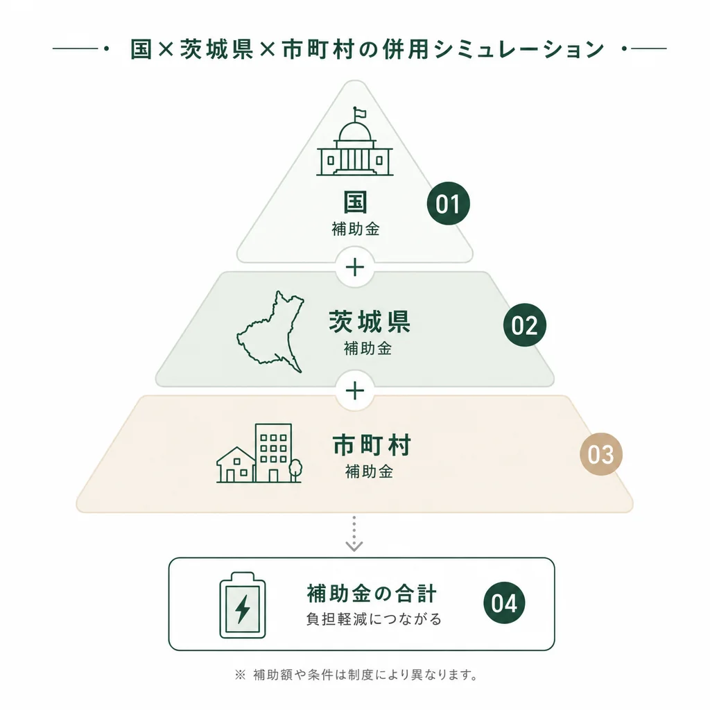 国×茨城県×市町村の併用シミュレーション