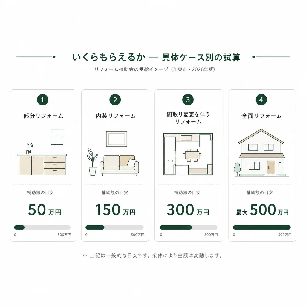 いくらもらえるか — 具体ケース別の試算
