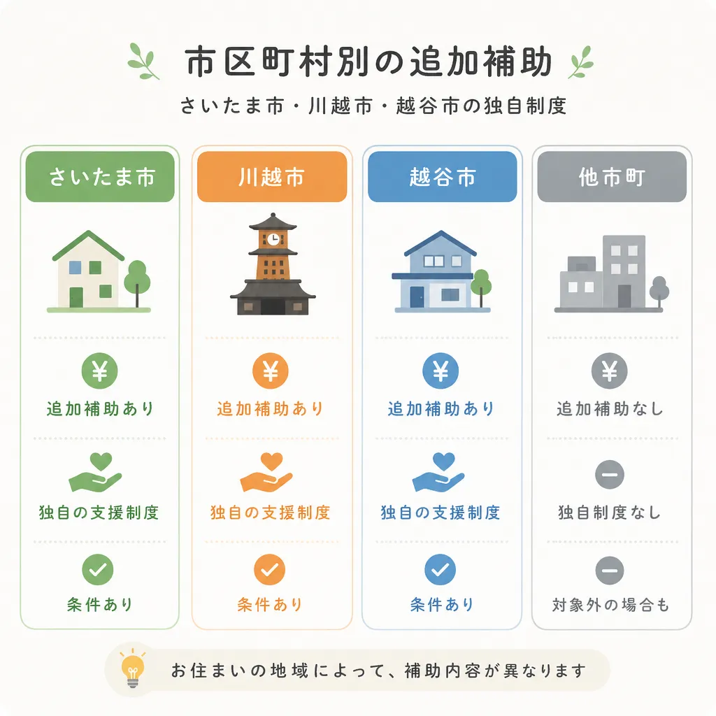 埼玉県 市区町村別の追加補助