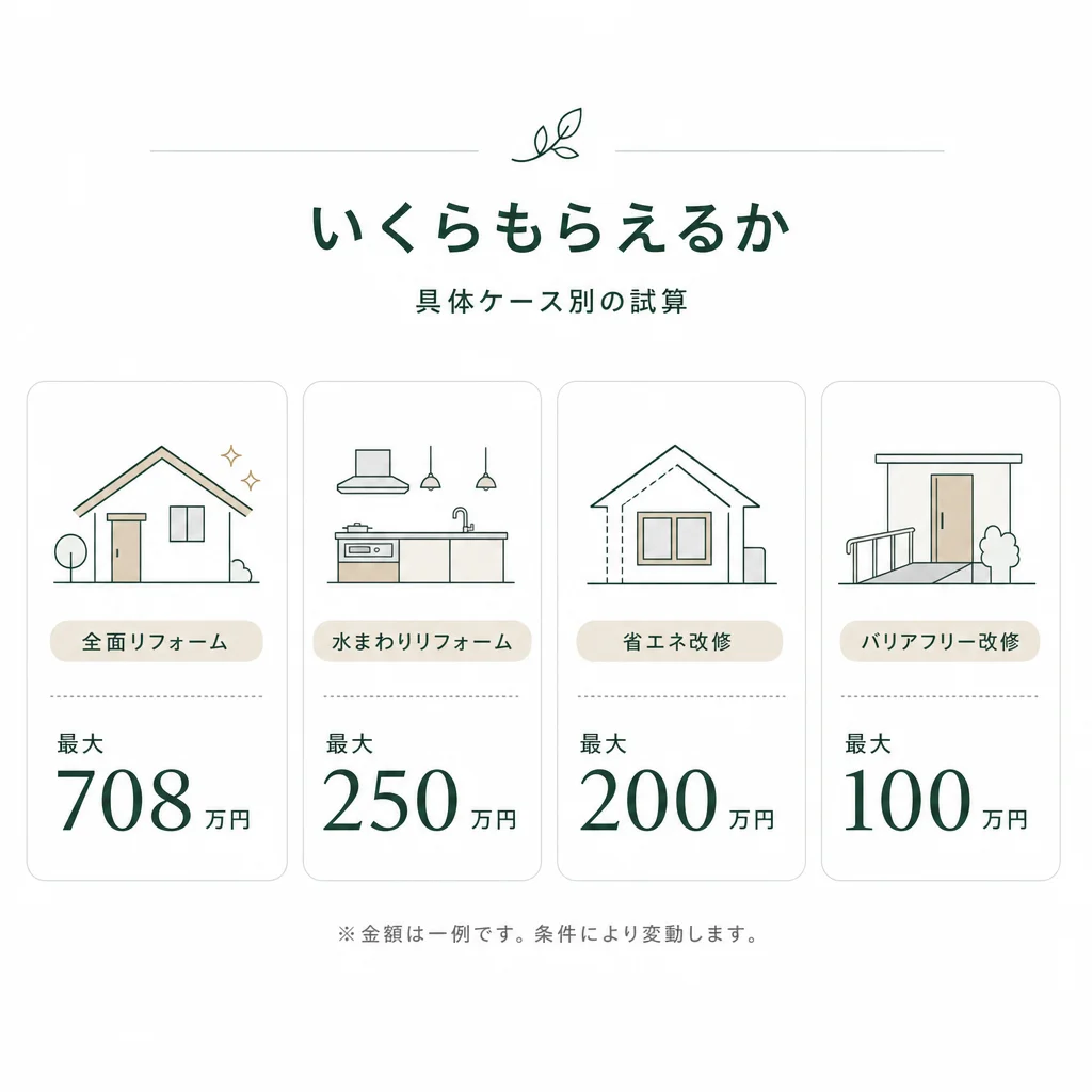 いくらもらえるか — 具体ケース別の試算