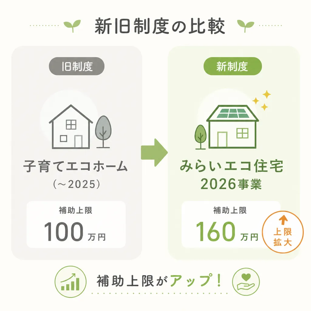 子育てエコホーム→みらいエコ住宅2026 新旧制度比較