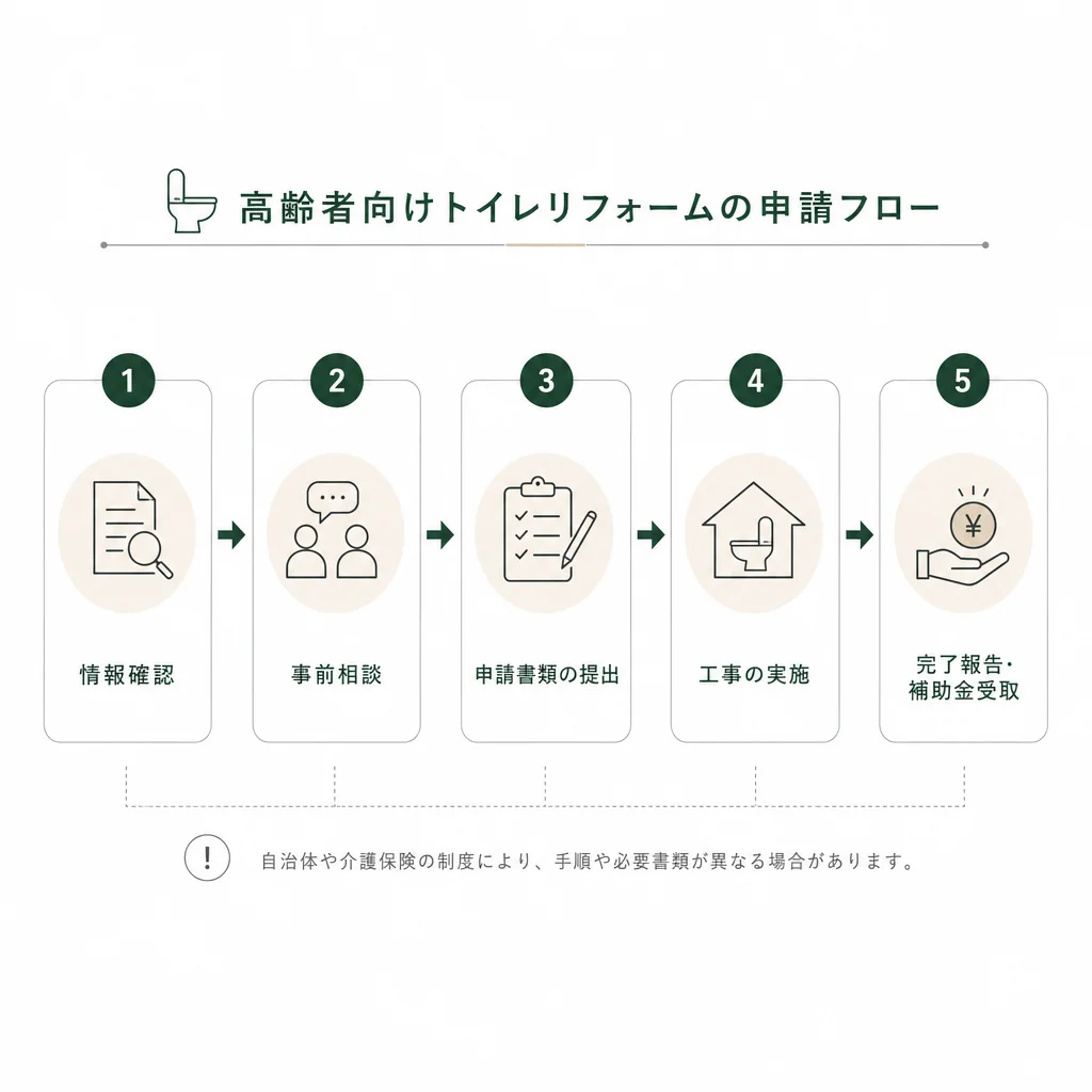 高齢者向けトイレリフォームの申請フロー