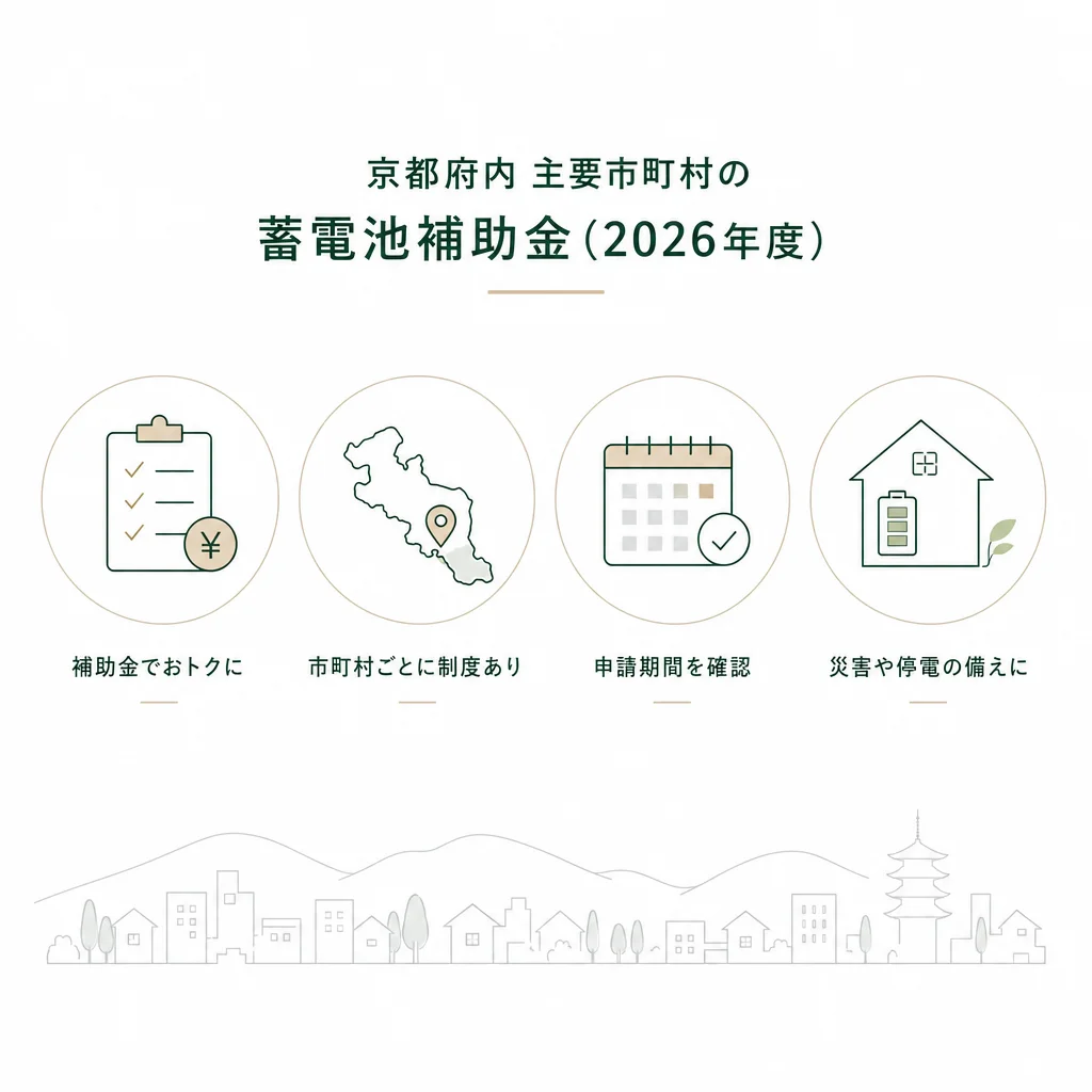 京都府内 主要市町村の蓄電池補助金（2026年度）